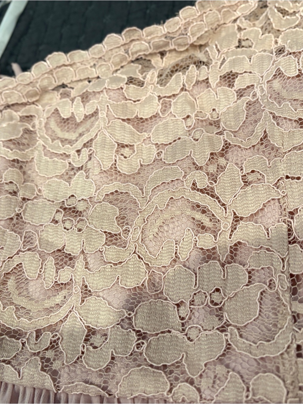 David's Bridal One-Shoulder Lace Bodice Maxi Dress in Blush - Picture 3 of 4